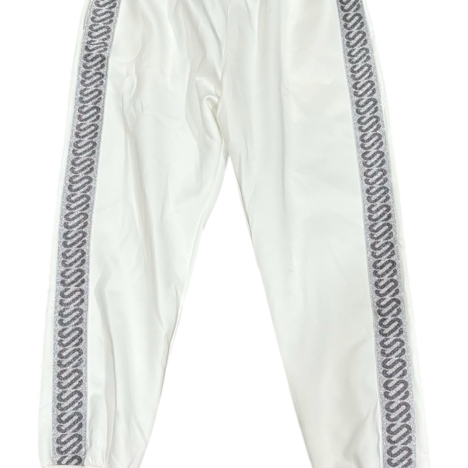 Gray And White Sweatpants With Elastic Cuffs